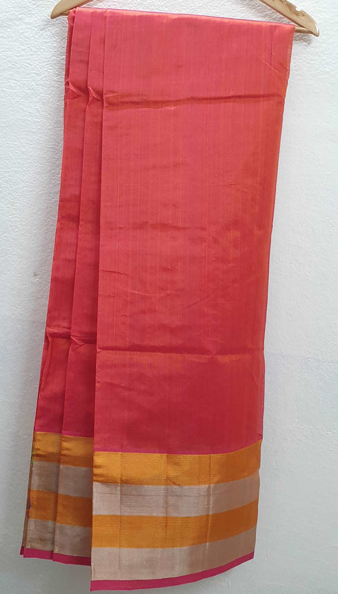 Orange Pure Venkatagiri Handloom Cotton Silk Saree with Zari Border